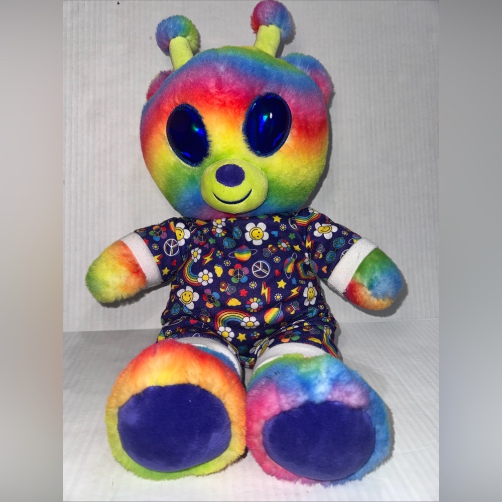 Build a Bear RAINBOW BEAR-LIEN ALIEN stuffed in pajamas - Picture 2 of 8